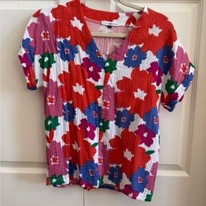 Colorful Floral Women's Top - EUC